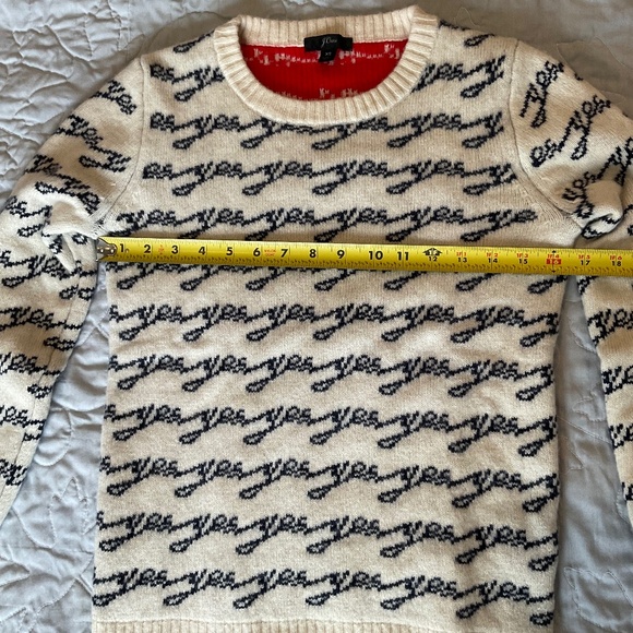 J. Crew Crewneck Colorblock Merino Wool Sweater in Jacquard “Yes/No" - Women XS - Picture 8 of 16